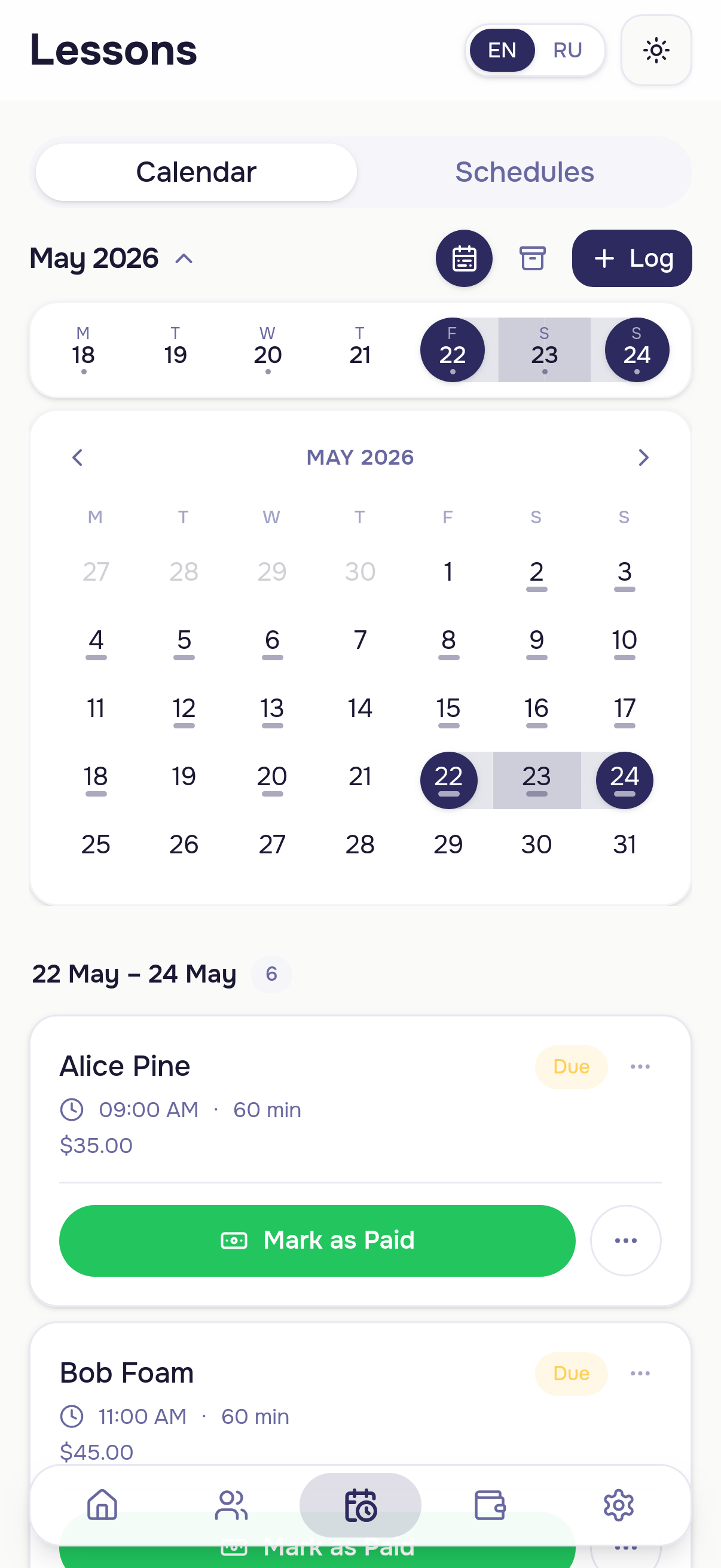 Lessons screenshot