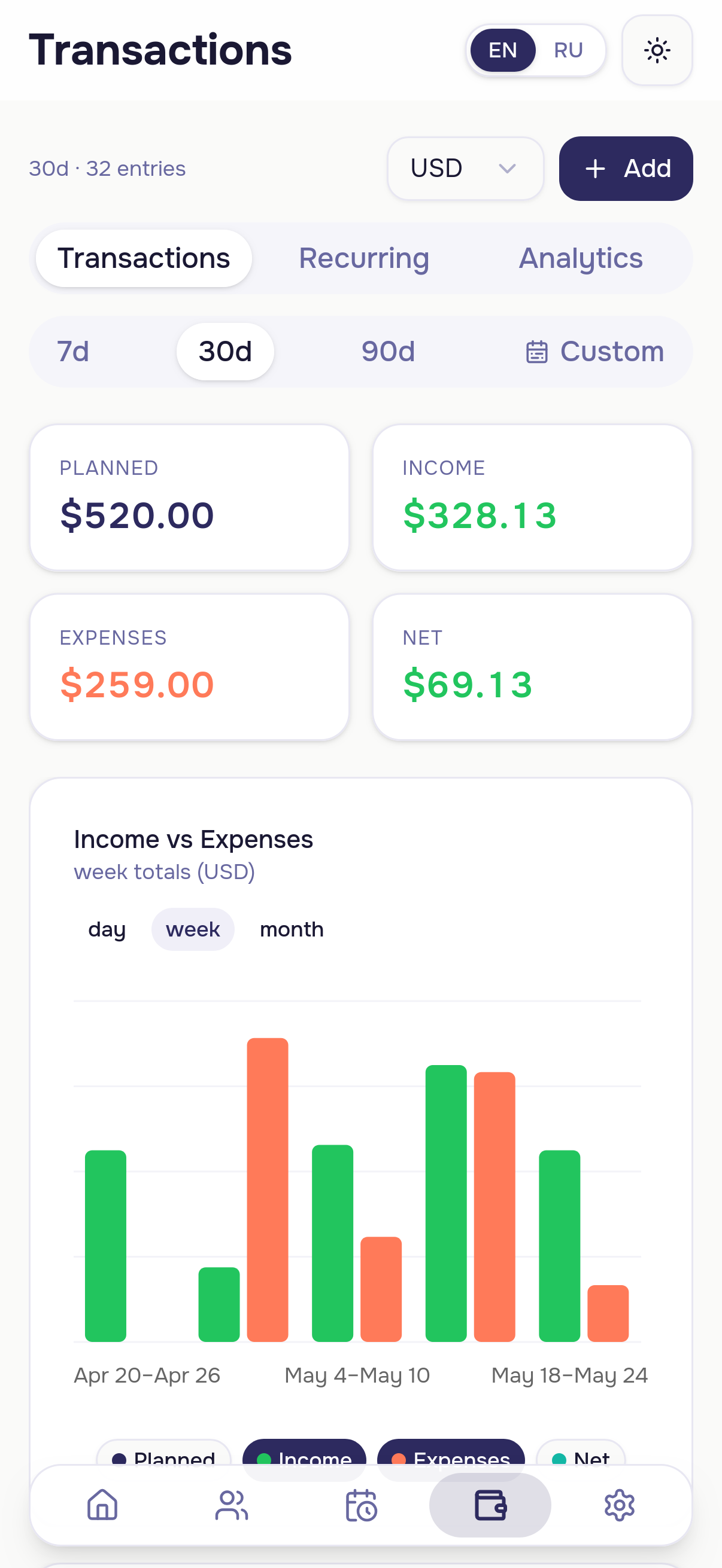 Transactions screenshot